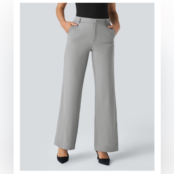 NWT Halara Flex™ Gray Mid Rise Pocket Straight Leg Work Pants Womens Large - Picture 4 of 13